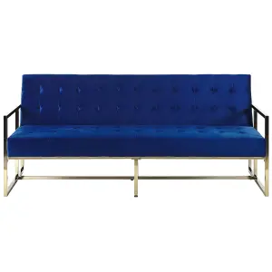 3 Seater Sofa MARSTAL Navy Blue Velvet