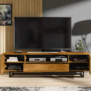 Rift Loft TV Unit 200cm Industrial Dark Oak - Creative Furniture