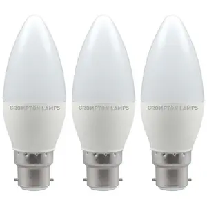 Crompton Lamps LED Candle 4.9W B22 Daylight Opal (40W Eqv) (3 Pack)