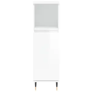 Berkfield Bathroom Cabinet High Gloss White 30x30x100 cm Engineered Wood