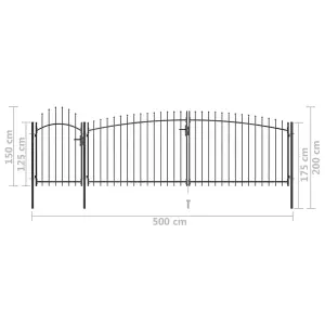 Berkfield Garden Fence Gate with Spear Top 5x2 m Black