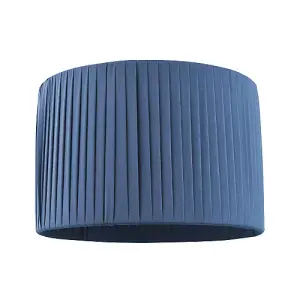 Contemporary Designer Double Pleated Navy Blue Cotton Fabric 12 Drum Lamp Shade