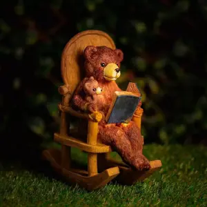 Solar Bear Ornament Light Rocking Chair Garden Outdoor Statue Lighting Decor