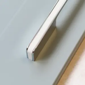 160mm White & Chrome Cabinet Handle Gloss Polished Kitchen Cupboard Door Drawer Pull Bathroom Bedroom Furniture Replacement