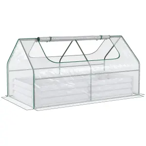 Outsunny Raised Garden Bed Planter Box with Greenhouse, Large Window, Clear