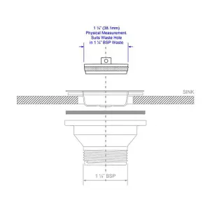 CP1 McAlpine Chrome 1.5" (Fits 1.25" Waste) Basin Plug