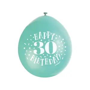 Unique Party Latex 30th Birthday Balloons (Pack of 10) Multicoloured (One Size)