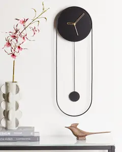 Beliani Modern Wall Clock SALVAN Metal Black