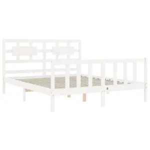 Berkfield Bed Frame with Headboard White 160x200 cm Solid Wood