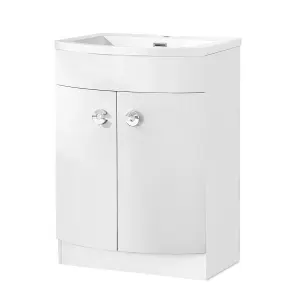 Nes Home Dene 600mm Freestanding White Vanity with Basin Flat Pack