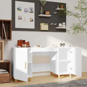 Berkfield Desk White 140x50x75 cm Engineered Wood