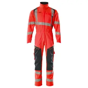 Mascot Accelerate Safe Boilersuit with Kneepad Pockets (Hi-Vis Red/Dark Navy)  (XX Large)