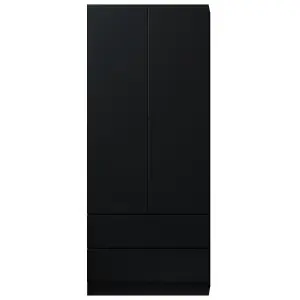 Matt Black 2 Door 2 Drawer Combination Wardrobe