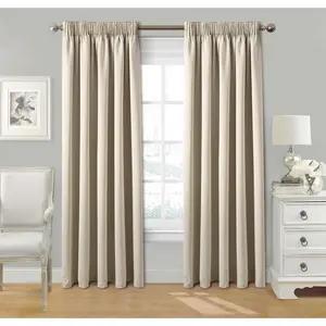 Fiffer Polyester Blackout Pinch Pleat Curtain Pair Cream / 117 x 183 cm