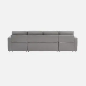 sweeek. 4-seater panoramic sofa bed in fabric Urban Dark Heather Grey 281x142x86 cm