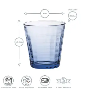 Duralex - Prisme Drinking Glasses - 220ml Tumblers for Water, Juice - Blue - Pack of 4