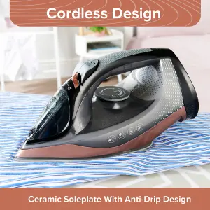 Quest Rechargeable Cordless Steam Iron - Ceramic Soleplate - Self Cleaning - Adjustable Temperature and Steam Output - 2400W