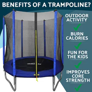 Safe and Fun 1830mm Kids Trampoline with Enclosure Net, Ladder & Anchors for Garden Use