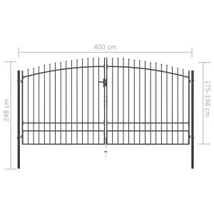 Berkfield Double Door Fence Gate with Spear Top 400x248 cm