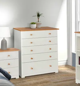 Colorado 5 drawer chest, soft white