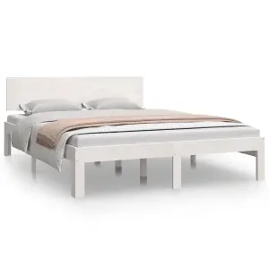 Berkfield Bed Frame White Solid Wood 150x200 cm King Size