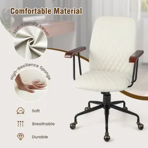 Costway Velvet Leisure Chair Adjustable Swivel Home Office Chair Rolling Computer Chair Beige