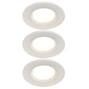 GoodHome Etana White Non-adjustable LED Warm white Downlight 4.7W IP65, Pack of 3