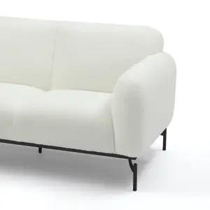 2 Seater Loveseat Small Sofa in White Teddy Boucle Fabric