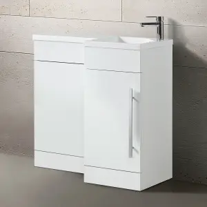 Nes Home Raven RH 900mm Vanity Basin Unit, WC Unit & Desone Back to Wall Toilet White