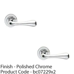 2 PACK - Concealed Door Handle Set - Polished Chrome Lever on Round Rose Rotund End