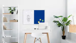 ALLboards Combination Board 2 in 1 Whiteboard & Blue Felt Board with Aluminium Frame 60x40cm, Pin Board Magnetic Board