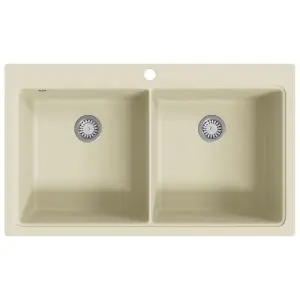 Berkfield Granite Kitchen Sink Double Basins Beige