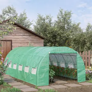 Outsunny 6 x 3 x 2 m Polytunnel Greenhouse Pollytunnel Tent Steel Frame Green