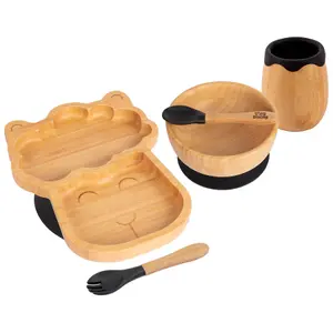 5pc Bamboo Llama Baby Weaning Set - Black