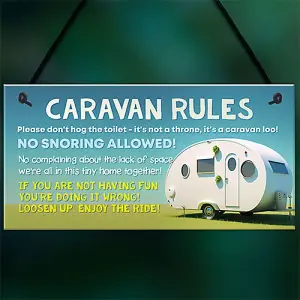 Red Ocean Funny Caravan Rules Sign - Novelty Caravan Decor Accessories - Hanging Novelty Sign - Caravan Lover Gifts For Men Women