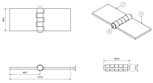 2 Pack Solid Drawn Steel Butt Hinge Extra Heavy Duty Industrial 50x137mm