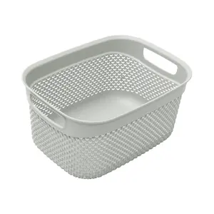 JVL Droplette Design Plastic Storage Basket, One Size, Handles, Grey