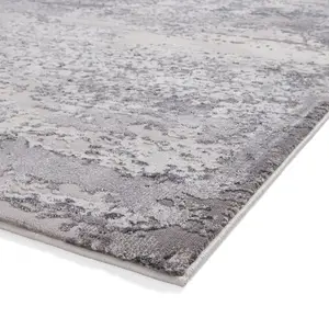 Grey Modern Rug, Abstract Metallic Marble Rug, 11mm Thick Modern Rug, Grey Rug for Bedroom, & Dining Room-120cm X 170cm