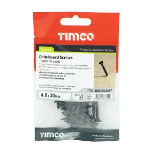 TIMCO Countersunk Black Organic Woodscrews - 4.0 x 30 (25pcs)