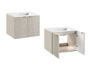 Bathroom Wall Cabinets Furniture Set Beige 600mm Vanity Sink Basin Tallboy Cara