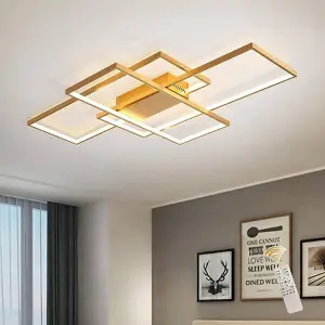 Garwarm Gold LED Ceiling Light with Remote Control, Dimmable Ceiling Lamp 50W, Fixtures for Living Dining Room Bedroom Kitchen