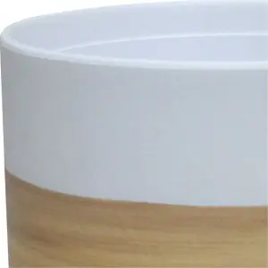 Verve Penan Gloss White Wood effect Clay Plant pot (Dia) 30cm, (H)30cm