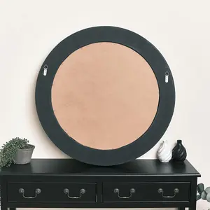 Melody Maison Large Round Black & Gold Wall Mirror - 80cm x 80cm