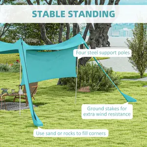 Outsunny Beach Tent Shelter with A Detachable Sidewall, 3 x 3(m), Sky Blue