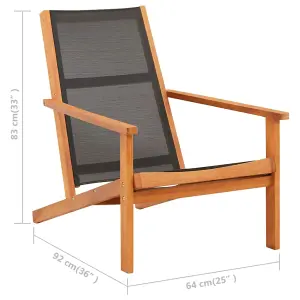 Berkfield Garden Lounge Chair Black Solid Eucalyptus Wood and Textilene