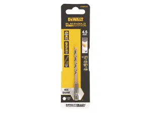 DEWALT Black and Gold Hex HSS-G Drill Bit 4.5mm