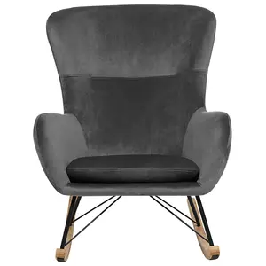 Rocking Chair ELLAN Velvet Dark Grey