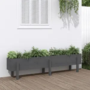 Berkfield Garden Raised Bed Grey 160x30x38 cm Solid Wood Pine