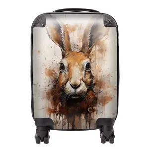 Watercolour Hare Face Suitcase - Mini Cabin