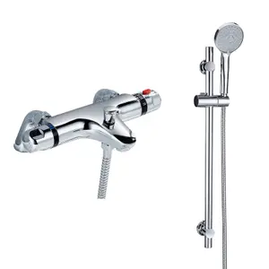 Nes Home Thermostatic Bathroom Bath Shower Valve Mixer Tap With Slider Rail Kit & Handset